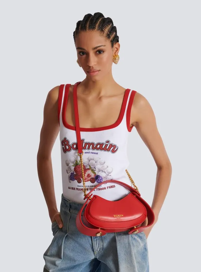 Balmain Crossbody Bags Women Small Jolie Madame Bag In Box Leather Red