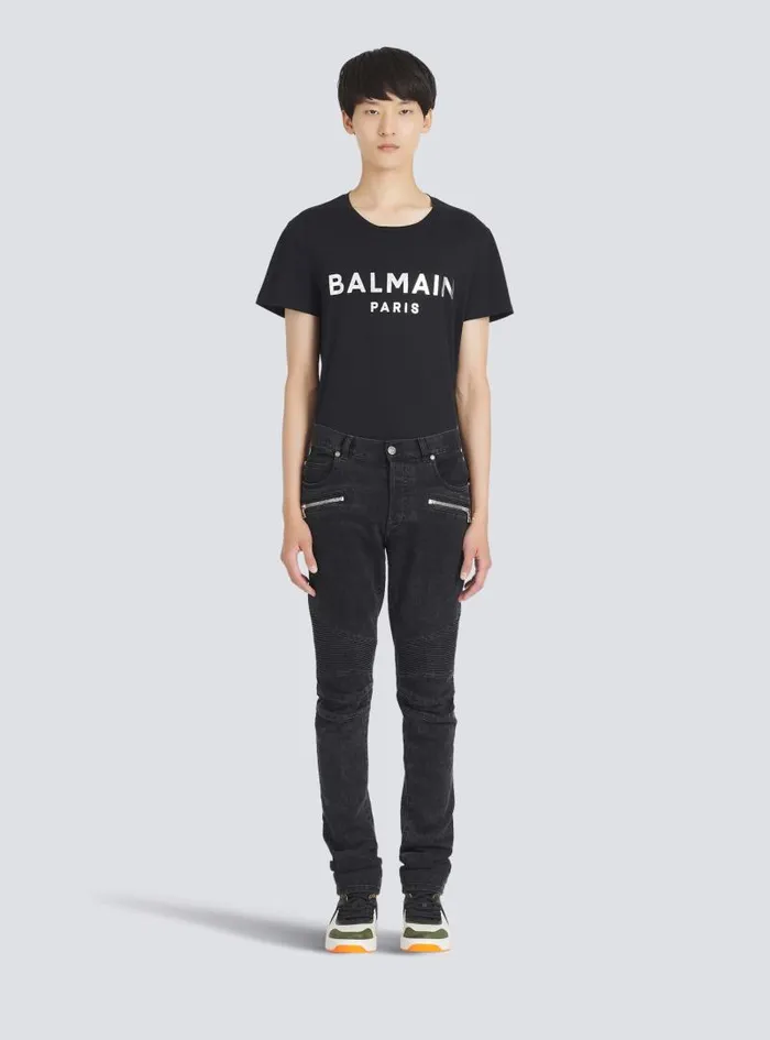 Balmain Denim Men Slim Cut Cotton Jeans Black