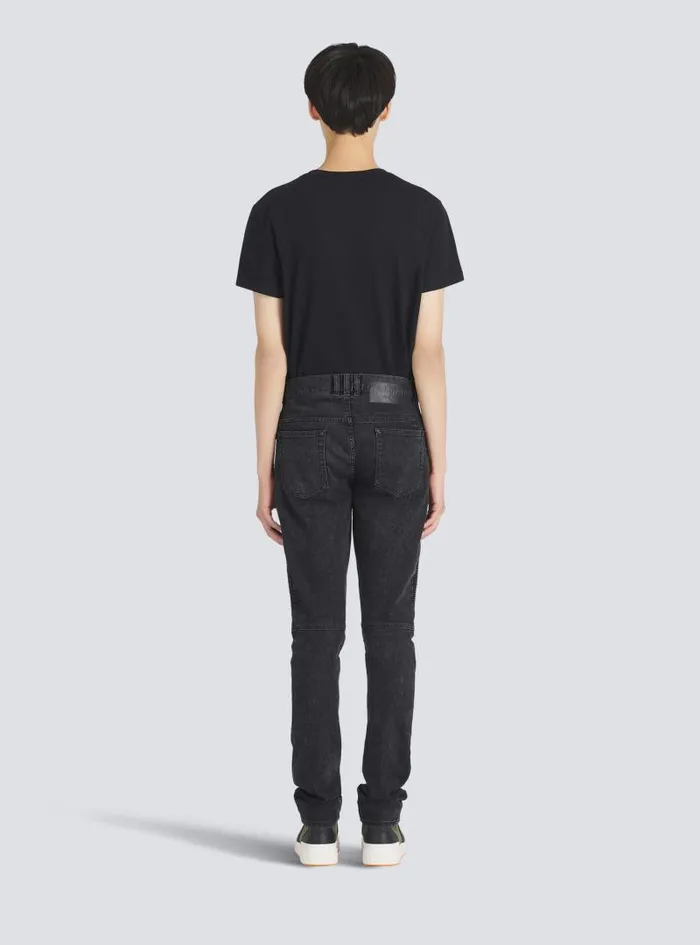 Balmain Denim Men Slim Cut Cotton Jeans Black