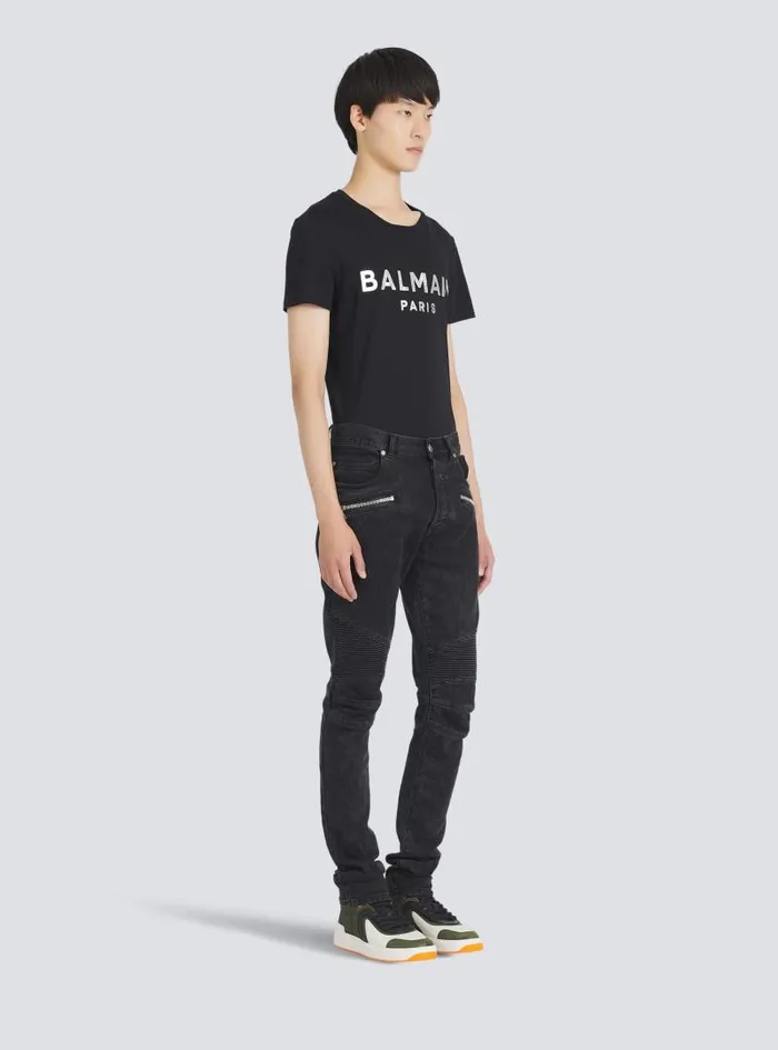 Balmain Denim Men Slim Cut Cotton Jeans Black