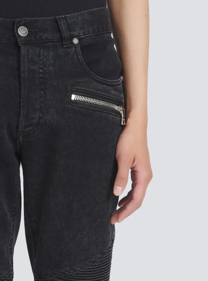 Balmain Denim Men Slim Cut Cotton Jeans Black