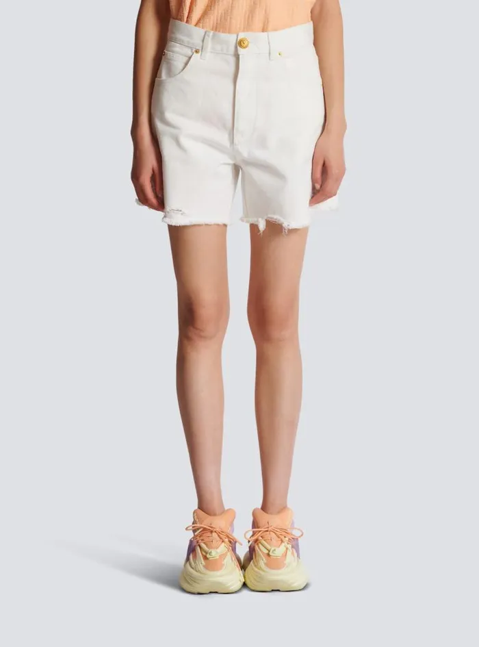 Balmain Denim Women Denim Shorts White