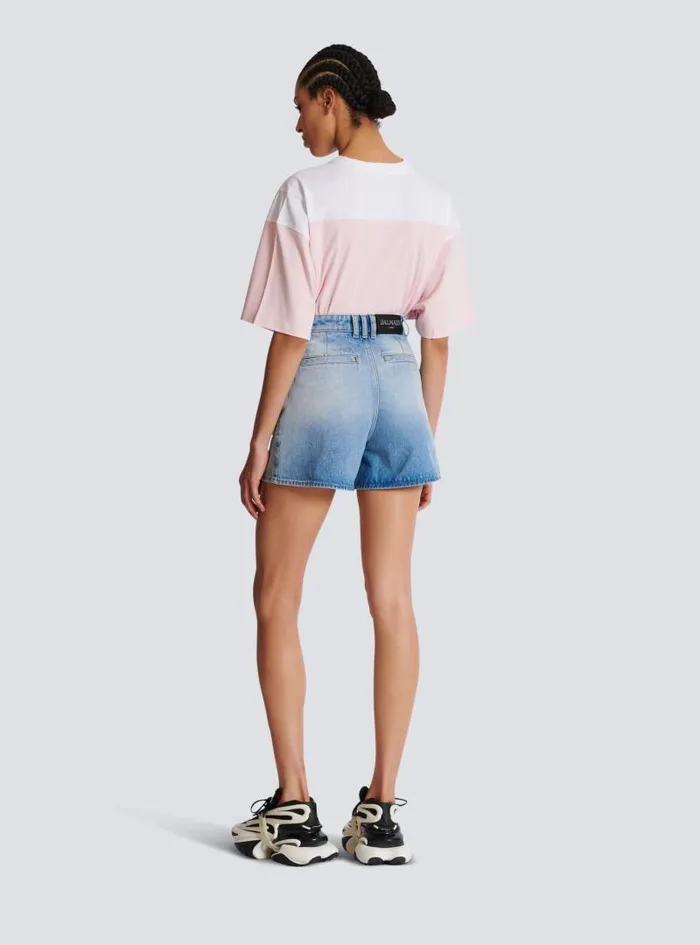 Balmain Denim Women Denim Shorts With Buttons Blue