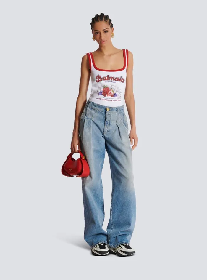 Balmain Denim Women Pleated Denim Jeans Blue
