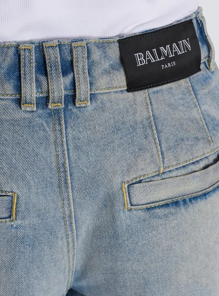Balmain Denim Women Pleated Denim Jeans Blue
