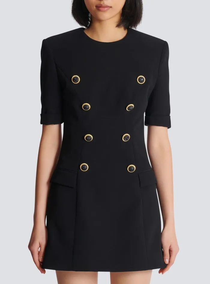 Balmain Dresses Women 8button Crepe Dress Black