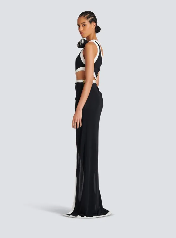Balmain Dresses Women Asymmetric Dress With Rose Detail Black