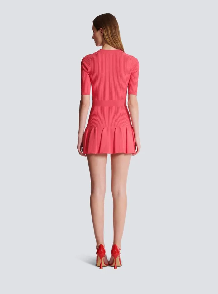 Balmain Dresses Women Flared Knit Dress Pink