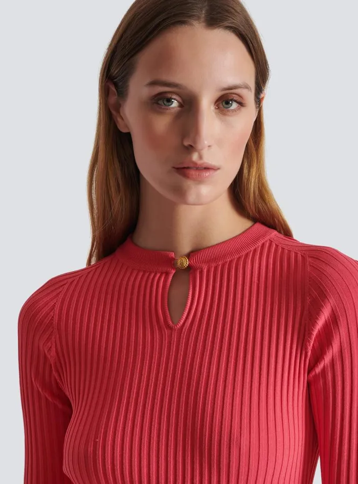 Balmain Dresses Women Flared Knit Dress Pink