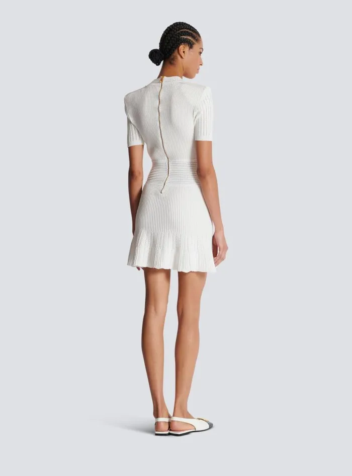 Balmain Dresses Women Flared Knit Dress White