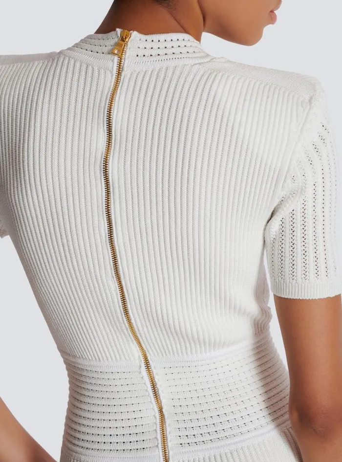 Balmain Dresses Women Flared Knit Dress White