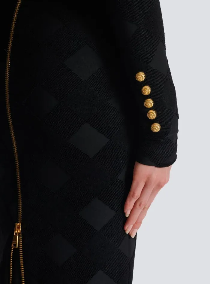 Balmain Dresses Women Long Gingham Boucl Dress Black