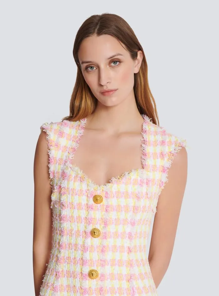 Balmain Dresses Women Miami Tweed Dress With Buttons Multicolor
