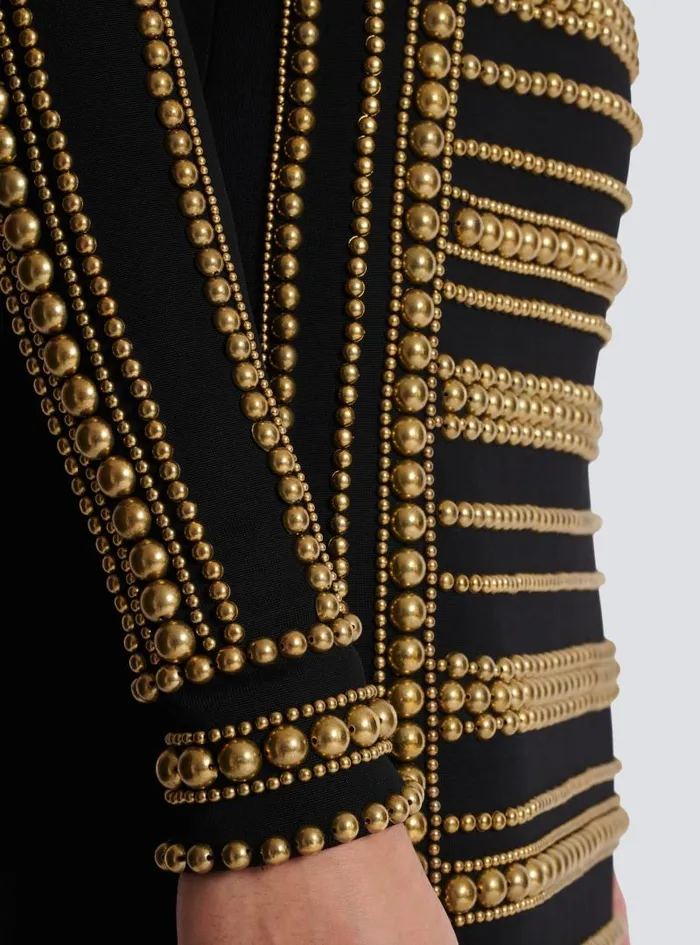 Balmain Dresses Women Short Gold Beadembroidered Dress Gold
