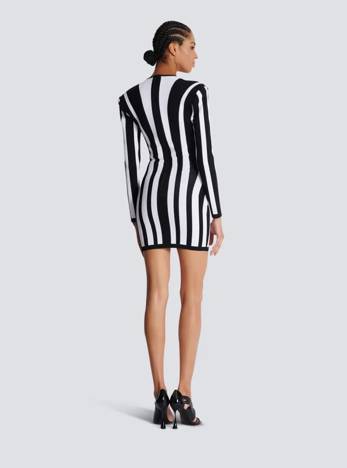 Balmain Dresses Women Striped Knit Dress Black