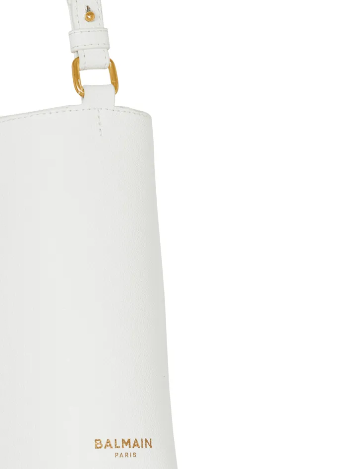 Balmain Emblme Bags Women Emblme Shoulder Bag In Grained Calfskin White