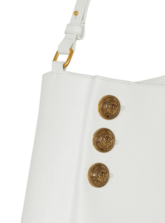 Balmain Emblme Bags Women Emblme Shoulder Bag In Grained Calfskin White