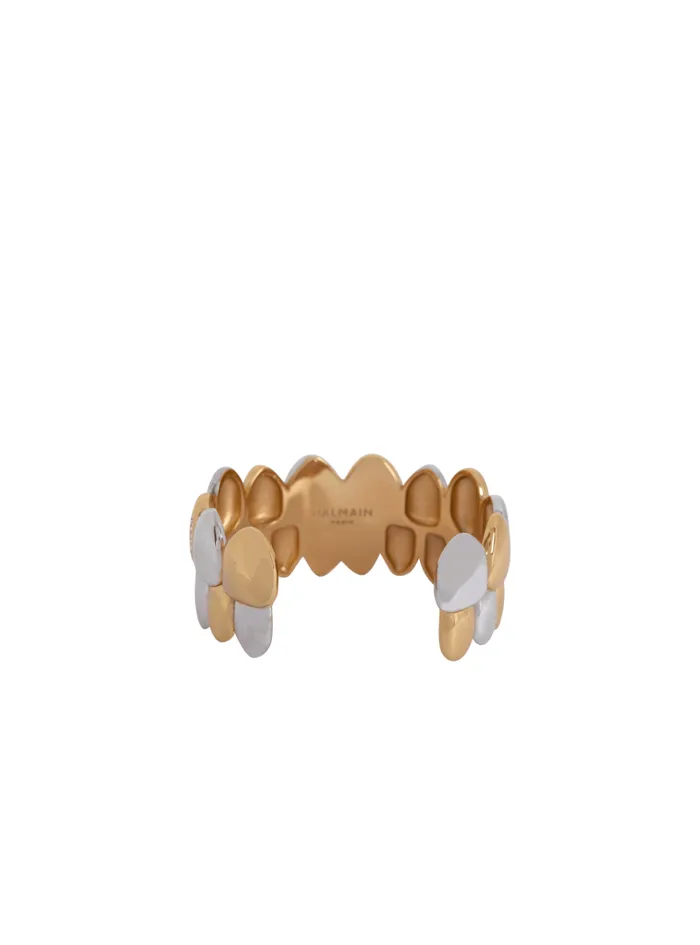 Balmain Fashion Jewelry Men Brass And Crystal Grillz Cuff Bracelet Gold