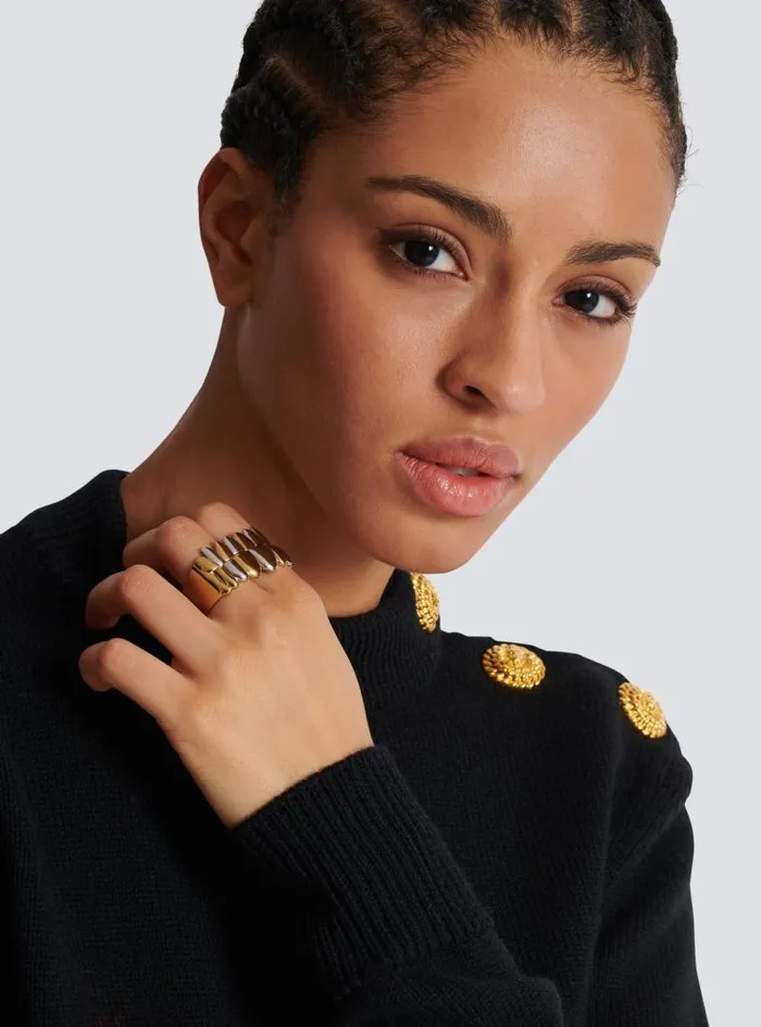 Balmain Fashion Jewelry Men Brass Double Grillz Ring Gold