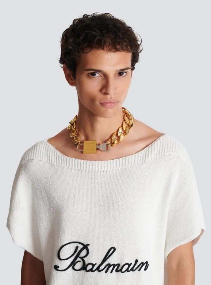 Balmain Fashion Jewelry Men KeyandLock Necklace Gold