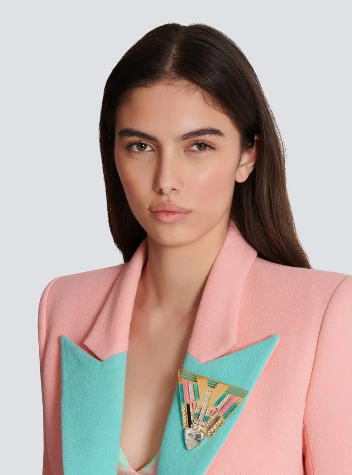 Balmain Fashion Jewelry Women Brass And Crystal Art Deco Brooch Multicolor Balmain Fashion Jewelry Women Brass And Crystal Art Deco Brooch Multicolor