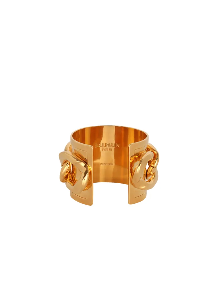 Balmain Fashion Jewelry Women Brass Chain Cuff Bracelet Gold