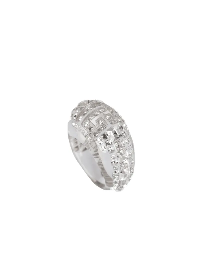 Balmain Fashion Jewelry Women Clear Rhinestone Ring Silver