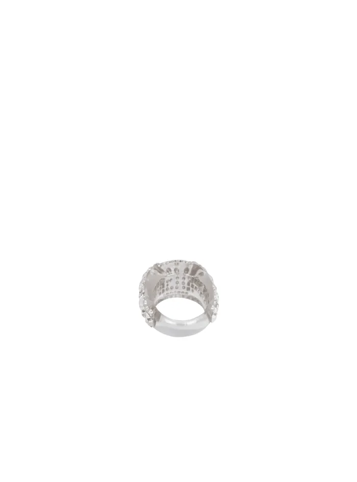 Balmain Fashion Jewelry Women Clear Rhinestone Ring Silver