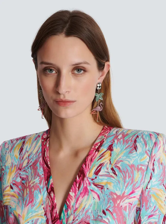 Balmain Fashion Jewelry Women Flamingo Pendant Earrings Multicolor