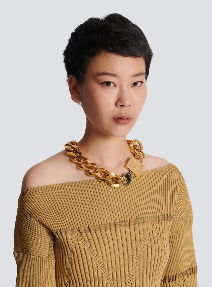 Balmain Fashion Jewelry Women KeyandLock Necklace Gold