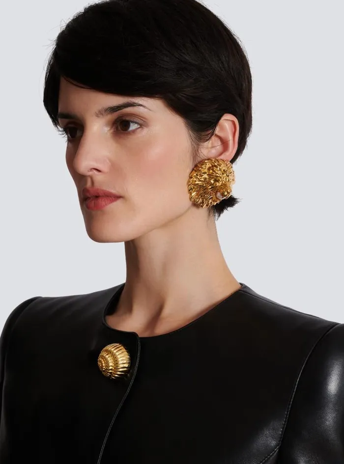 Balmain Fashion Jewelry Women Lion Metal And Pearl Earrings Gold