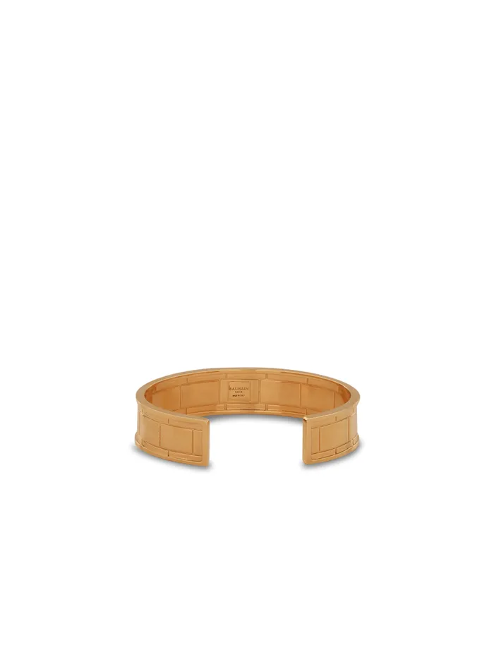 Balmain Fashion Jewelry WomenMen Goldtone Brass Cuff Bracelet With Logo Gold