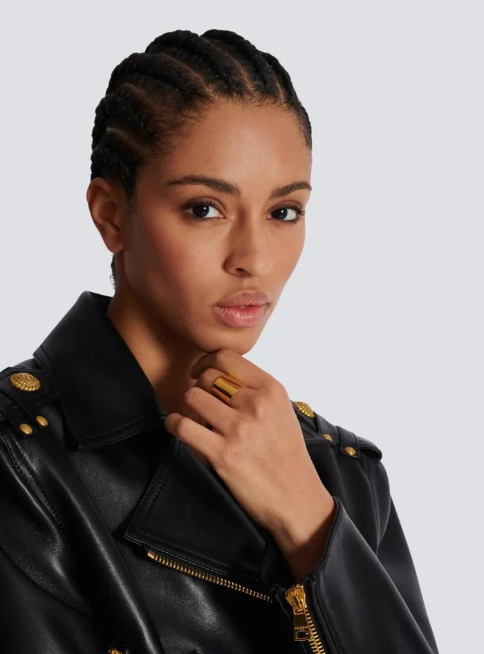 Balmain Fashion Jewelry WomenMen Tubular Ring Gold