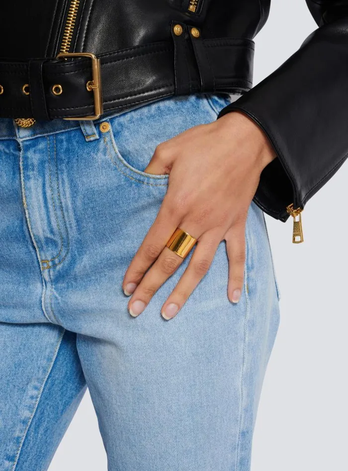 Balmain Fashion Jewelry WomenMen Tubular Ring Gold