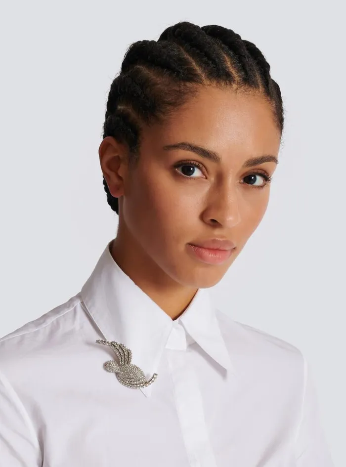 Balmain Fashion Jewelry Women Rhinestone And Palladium Swallow Brooch Silver Balmain Fashion Jewelry Women Rhinestone And Palladium Swallow Brooch Silver