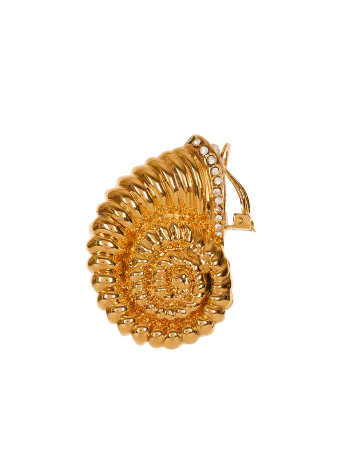 Balmain Fashion Jewelry Women Snail Brass And Rhinestone Earrings Gold