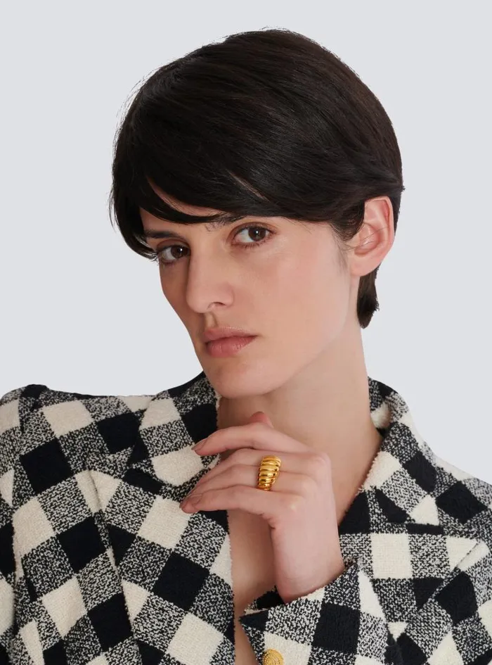 Balmain Fashion Jewelry Women Snail Ring In Brass And Crystals Gold