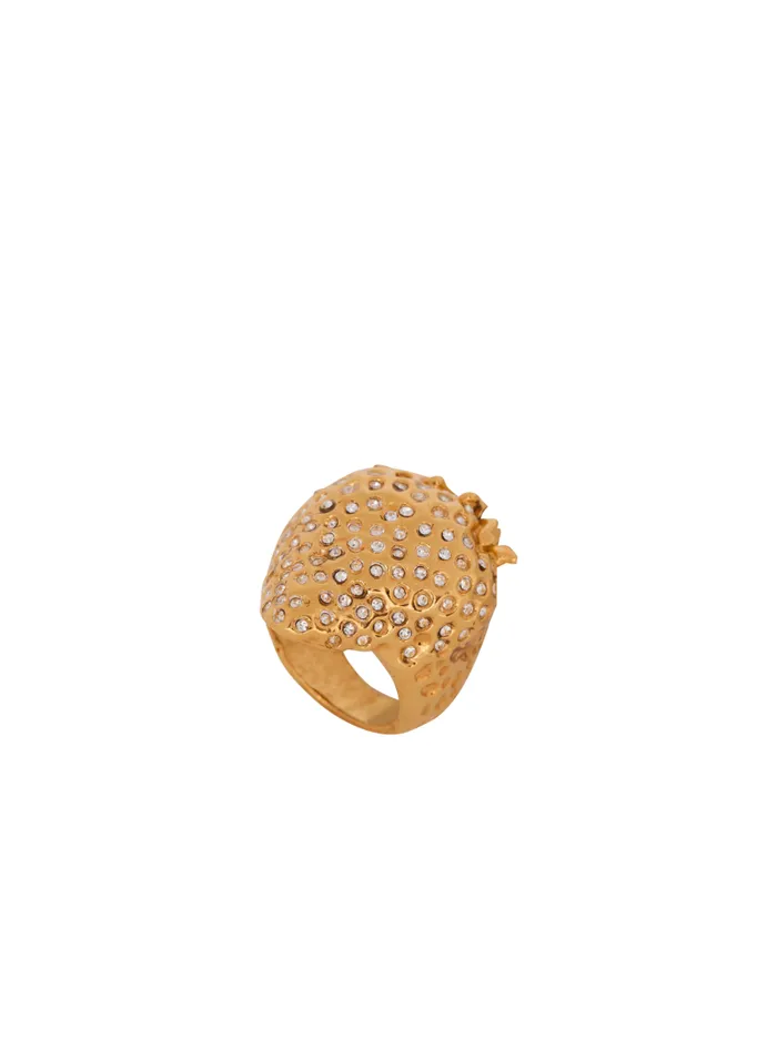 Balmain Fashion Jewelry Women Strawberry Brass And Rhinestone Ring Gold
