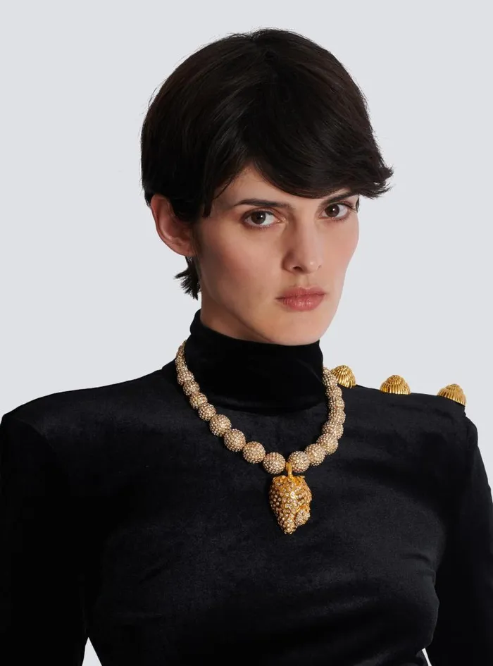 Balmain Fashion Jewelry Women Strawberry Metal And Rhinestone Necklace Gold Balmain Fashion Jewelry Women Strawberry Metal And Rhinestone Necklace Gold