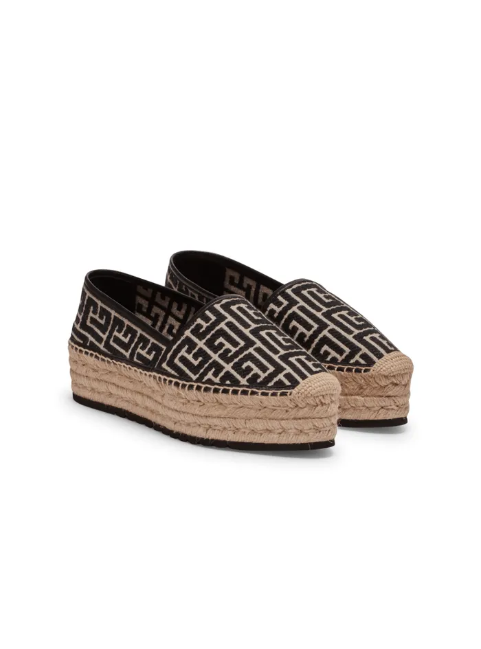 Balmain Flat Shoes Women Alex Espadrilles With Jacquard Monogram Black