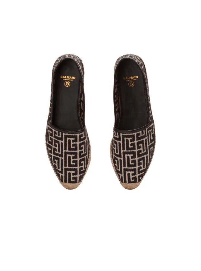 Balmain Flat Shoes Women Alex Espadrilles With Jacquard Monogram Black