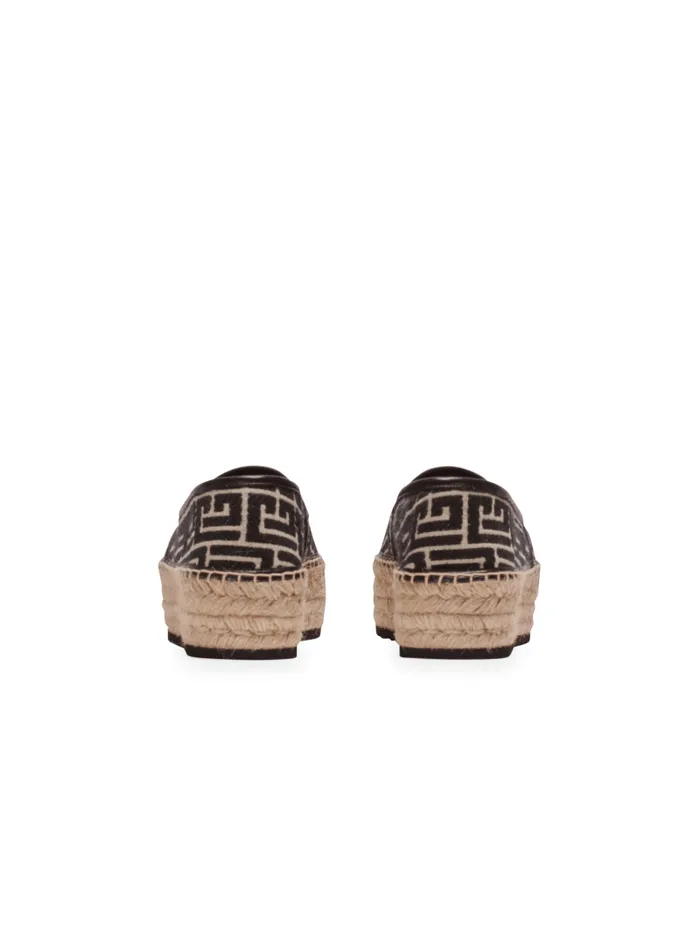 Balmain Flat Shoes Women Alex Espadrilles With Jacquard Monogram Black