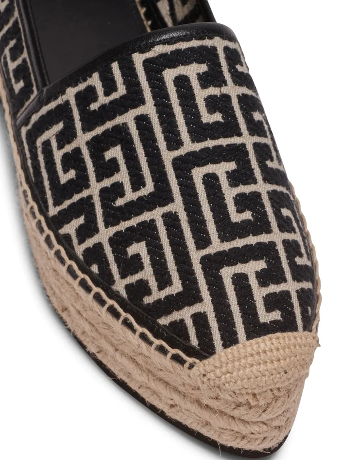 Balmain Flat Shoes Women Alex Espadrilles With Jacquard Monogram Black