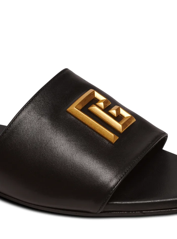 Balmain Flat Shoes Women Dafne PB Mules In Calfskin Black