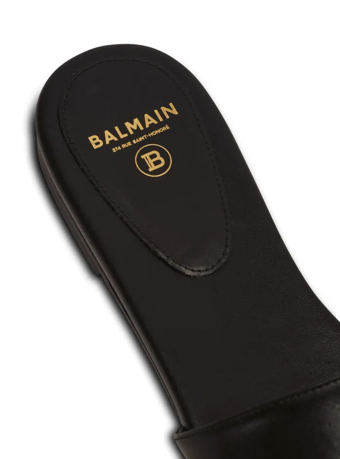 Balmain Flat Shoes Women Dafne PB Mules In Calfskin Black