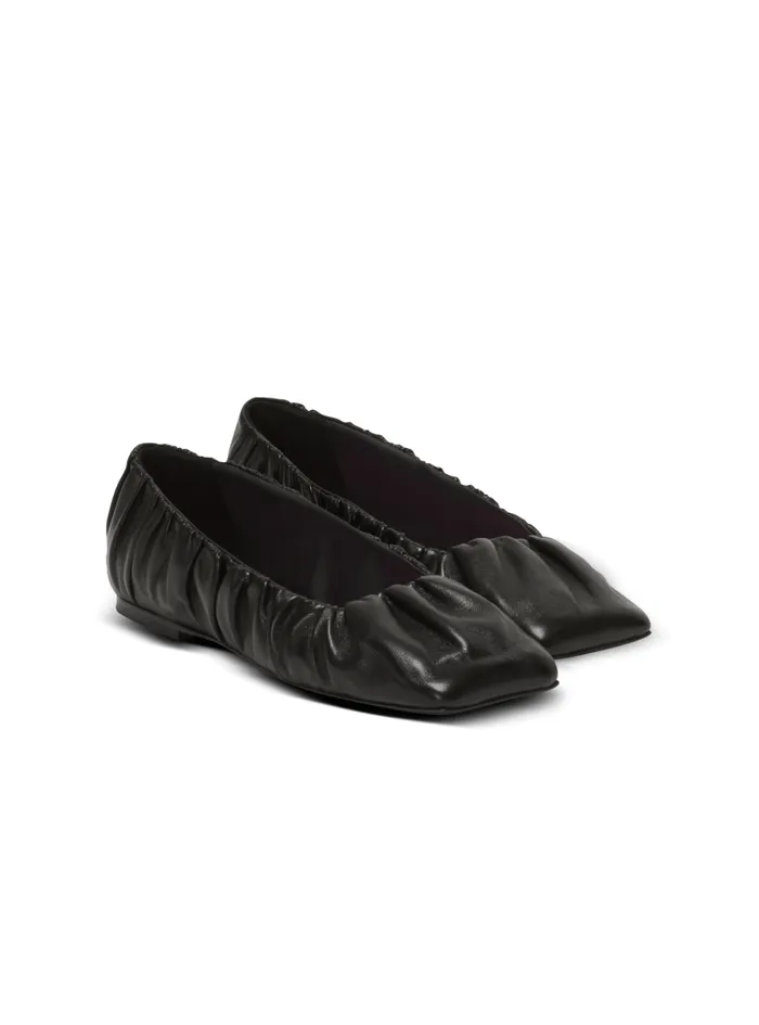 Balmain Flat Shoes Women Eden Ballet Flats In Gathered Lambskin Black