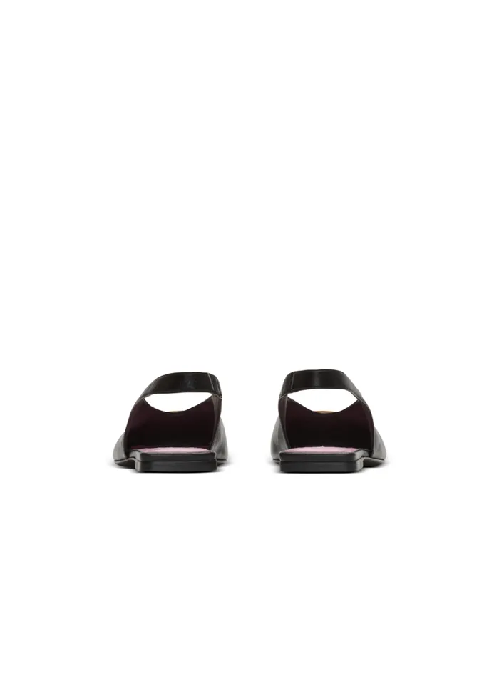 Balmain Flat Shoes Women Flat Eden Slingbacks In Lambskin Leather Black