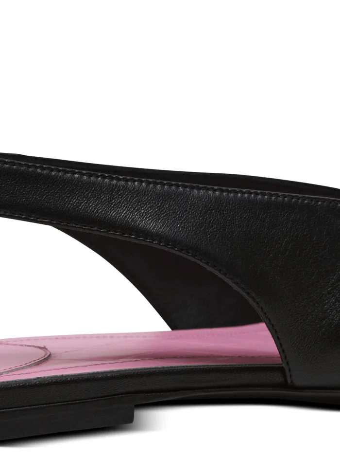 Balmain Flat Shoes Women Flat Eden Slingbacks In Lambskin Leather Black