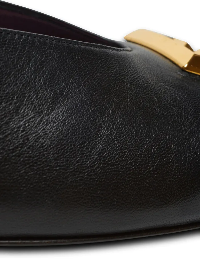 Balmain Flat Shoes Women Flat Eden Slingbacks In Lambskin Leather Black