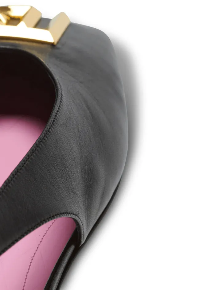 Balmain Flat Shoes Women Flat Eden Slingbacks In Lambskin Leather Black
